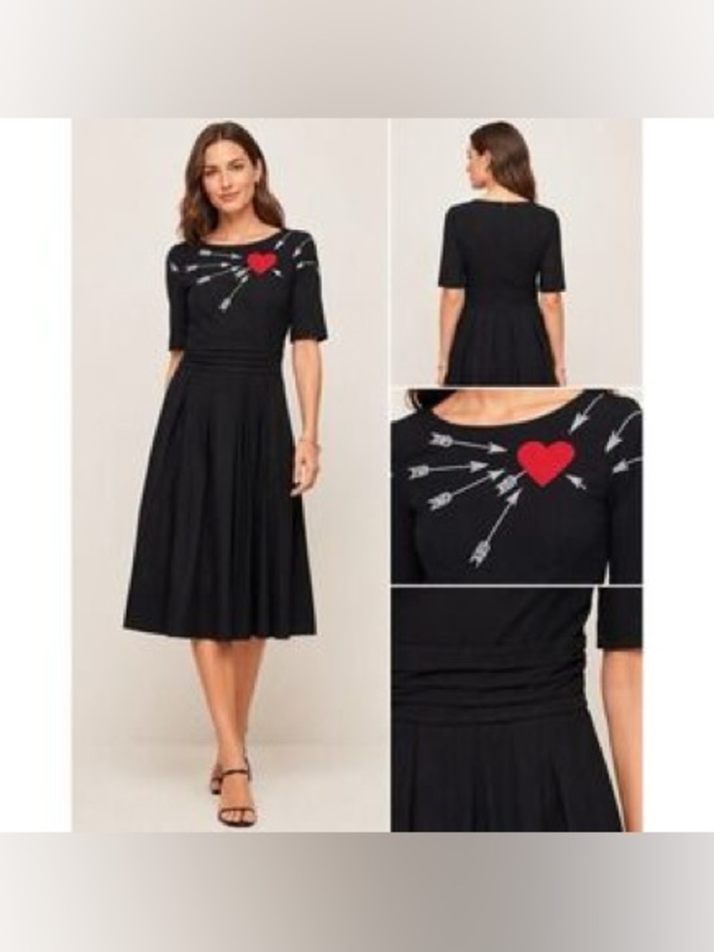 WAYWARD FANCIES Black Maxi Dress with Red Heart Accent